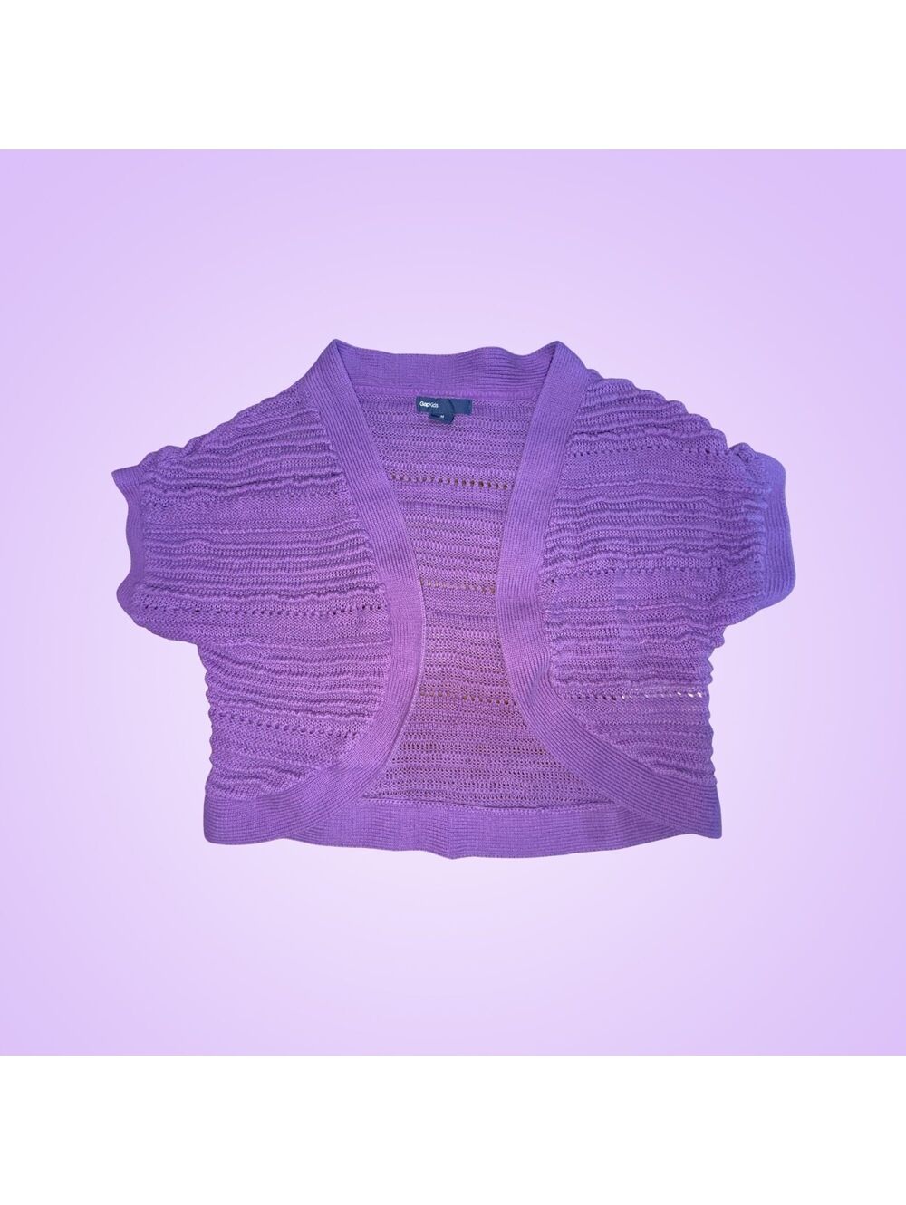GapKids Girls Size M 8 Purple Open Knit Cropped Shrug Bolero Cardigan